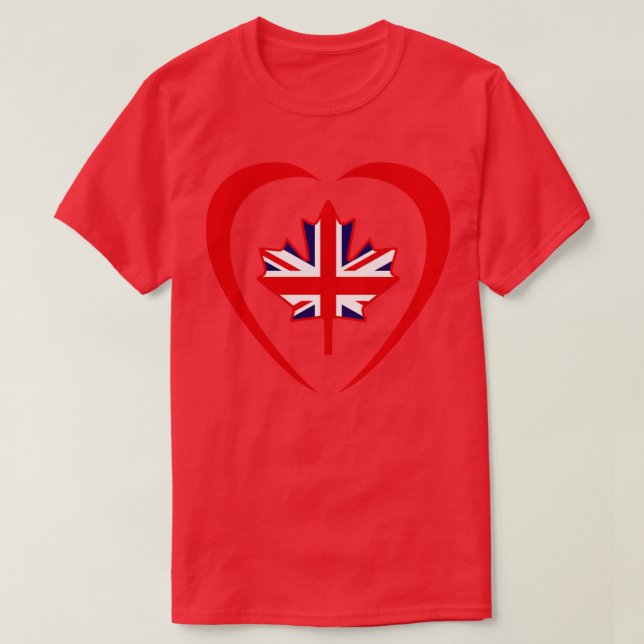 Camiseta Corazón de bandera patriota multinacional canadien (Diseño del anverso)