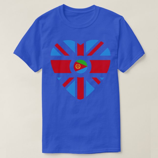 Camiseta Corazón de bandera patriota multinacional eritrea  (Diseño del anverso)