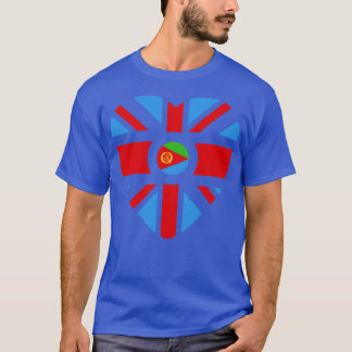 Camiseta Corazón de bandera patriota multinacional eritrea