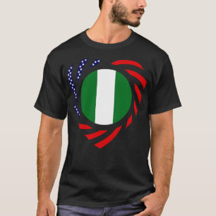 Camiseta Corazón de bandera patriota multinacional nigerian