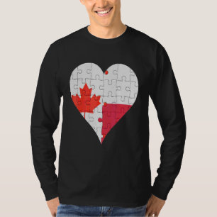 Camiseta Corazón de bandera polaca canadiense
