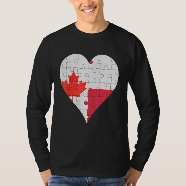Camiseta Corazón de bandera polaca canadiense (Anverso)