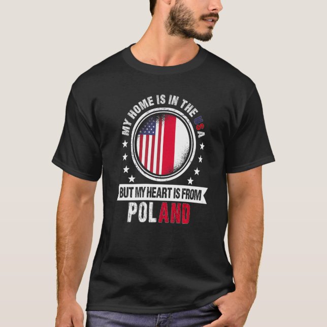 Camiseta Corazón de bandera polaca estadounidense de Pa pol (Anverso)