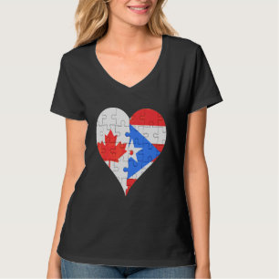 Camiseta Corazón de bandera portorriqueña canadiense