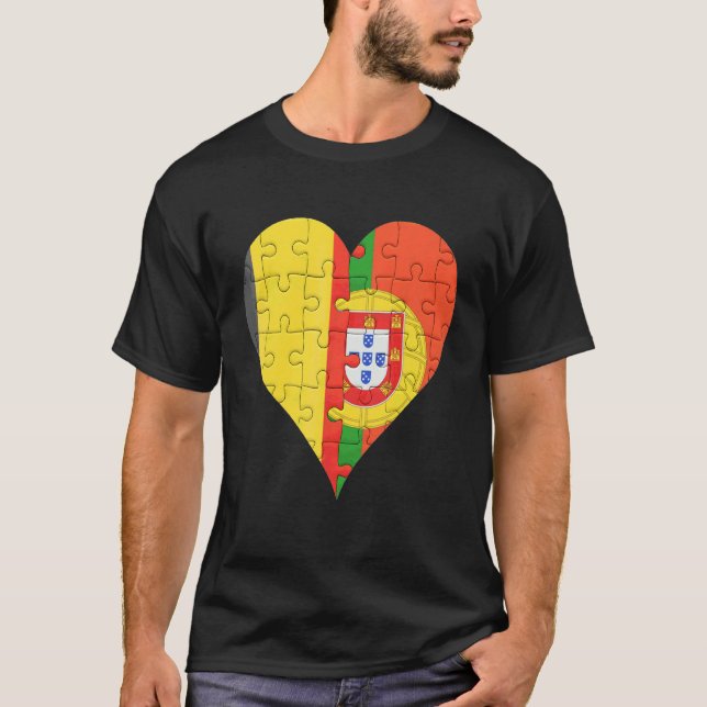 Camiseta Corazón de bandera portuguesa belga (Anverso)