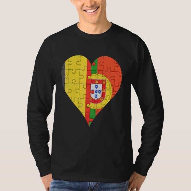Camiseta Corazón de bandera portuguesa belga (Anverso)