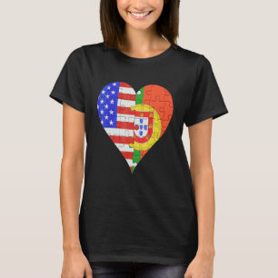 Camiseta Corazón de bandera portuguesa estadounidense