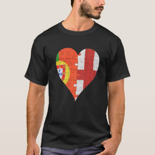 Camiseta Corazón de bandera portuguesa inglesa