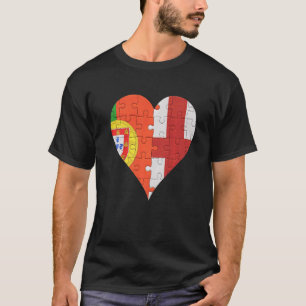 Camiseta Corazón de bandera portuguesa inglesa