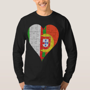 Camiseta Corazón de bandera portuguesa italiana