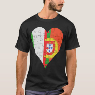 Camiseta Corazón de bandera portuguesa italiana