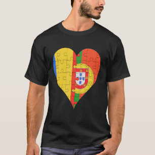 Camiseta Corazón de bandera portuguesa rumana