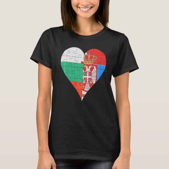 Camiseta Corazón de bandera serbia búlgara (Anverso)