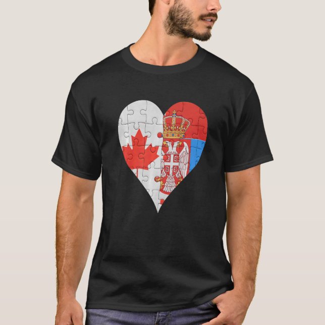 Camiseta Corazón de bandera serbia canadiense (Anverso)