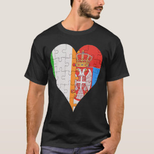 Camiseta Corazón de bandera serbia irlandesa