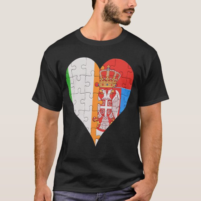 Camiseta Corazón de bandera serbia irlandesa (Anverso)