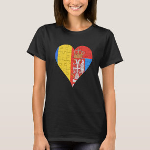 Camiseta Corazón de bandera serbia rumana