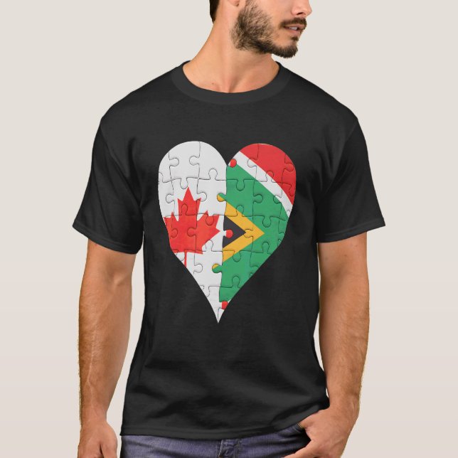 Camiseta Corazón de bandera sudafricana canadiense (Anverso)