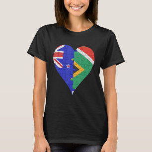 Camiseta Corazón de bandera sudafricana de Nueva Zelanda