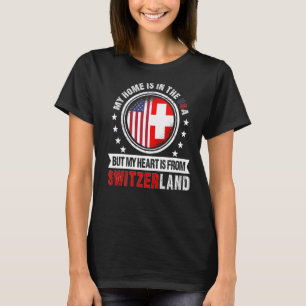 Camiseta Corazón de bandera suiza estadounidense de Suiza A