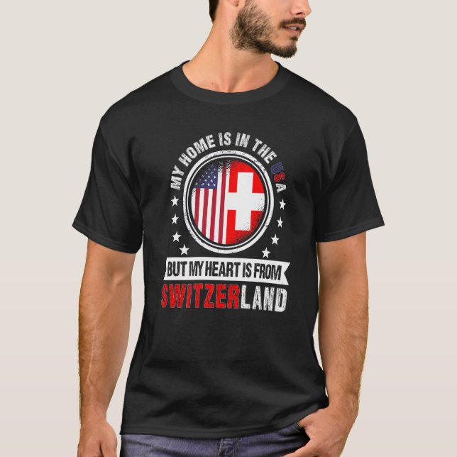 Camiseta Corazón de bandera suiza estadounidense de Suiza A (Anverso)