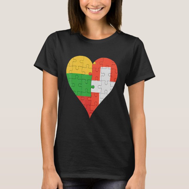 Camiseta Corazón de bandera suiza lituana (Anverso)