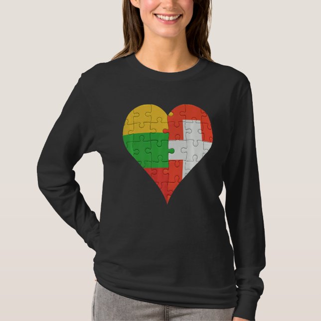 Camiseta Corazón de bandera suiza lituana (Anverso)