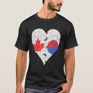 Camiseta Corazón de bandera surcoreana canadiense