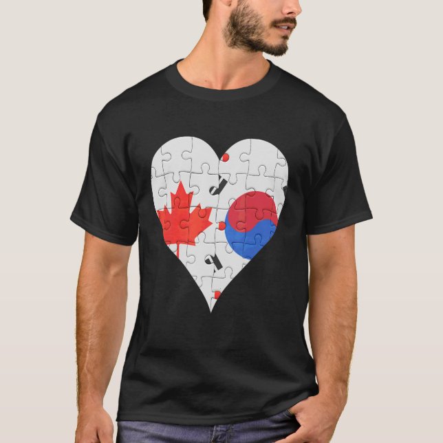Camiseta Corazón de bandera surcoreana canadiense (Anverso)