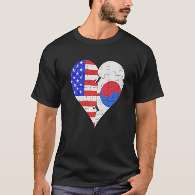 Camiseta Corazón de bandera surcoreana estadounidense (Anverso)