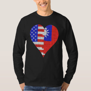 Camiseta Corazón de bandera taiwanesa estadounidense