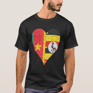 Camiseta Corazón de bandera ugandesa camerunesa