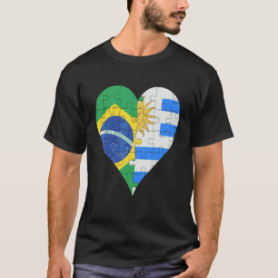 Camiseta Corazón de bandera uraguaya de Brasil