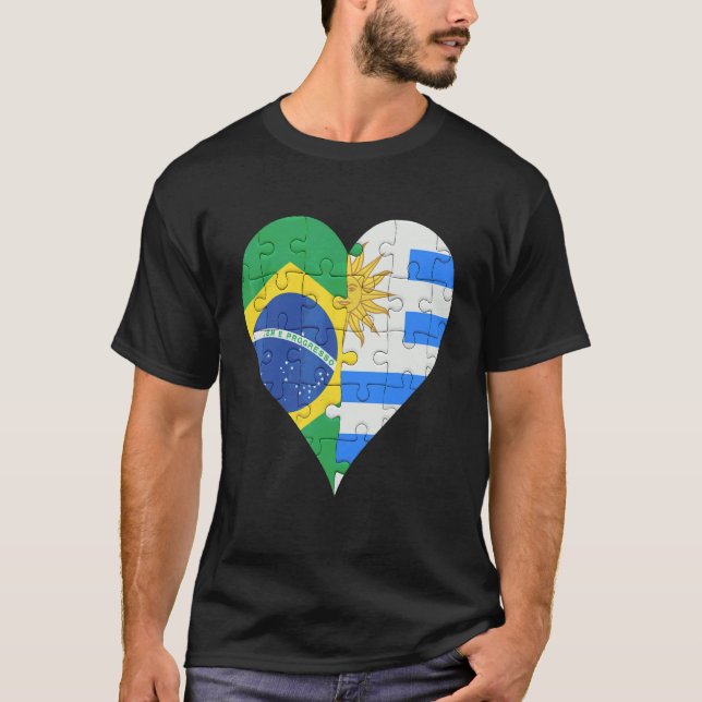 Camiseta Corazón de bandera uraguaya de Brasil (Anverso)