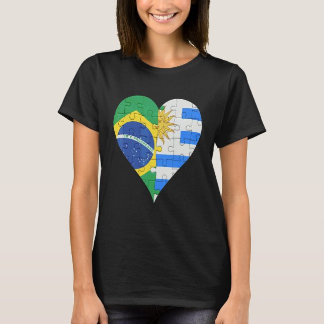 Camiseta Corazón de bandera uraguaya de Brasil