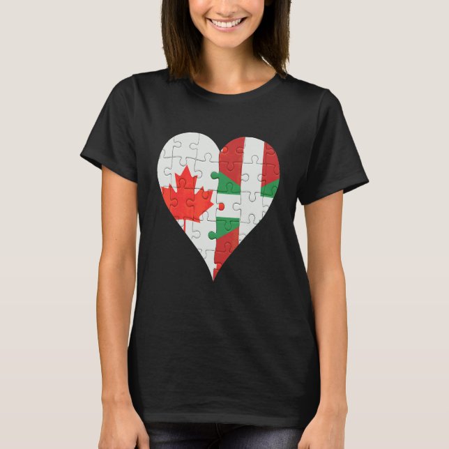 Camiseta Corazón de bandera vasca canadiense (Anverso)