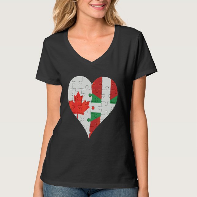 Camiseta Corazón de bandera vasca canadiense (Anverso)