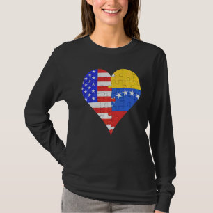 Camiseta Corazón de bandera venezolana estadounidense