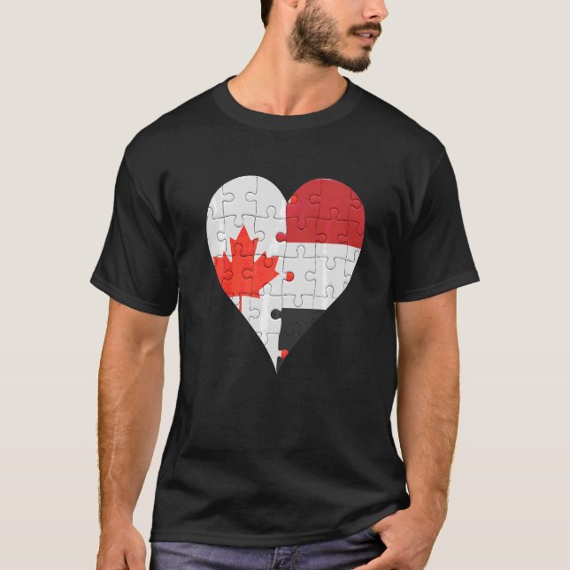 Camiseta Corazón de bandera yemení canadiense (Anverso)