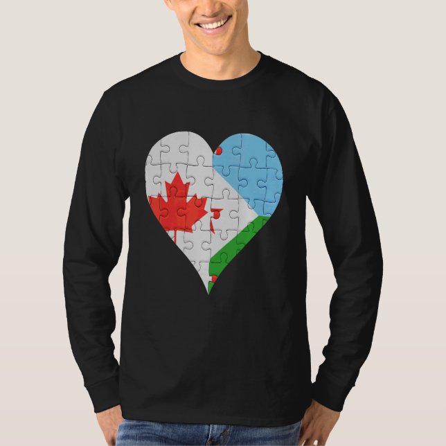Camiseta Corazón de Bandera Yibutiana de Canadá (Anverso)
