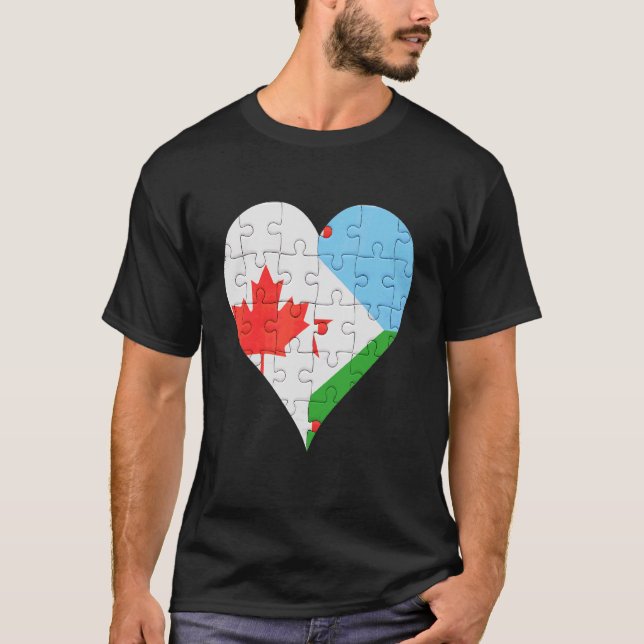 Camiseta Corazón de Bandera Yibutiana de Canadá (Anverso)