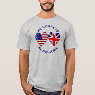 Camiseta Corazón de banderas británicas y estadounidenses p