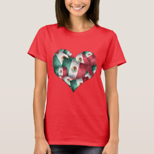 Camiseta Corazón de Banderas Mexicanas