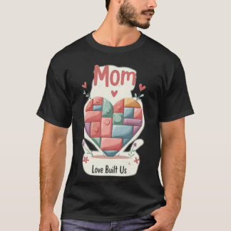 Camiseta Corazón de bloque de construcción pastel lindo MOM