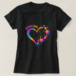 Camiseta Corazón de bolos Pin de colores para amantes de bo