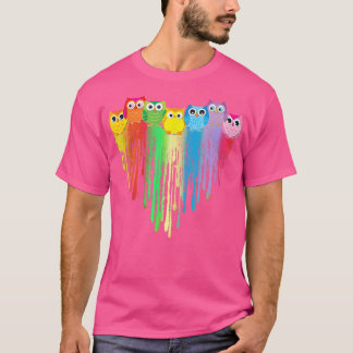 Camiseta Corazón de búho lindo LGBTQ Orgullo Gay Mes de Col