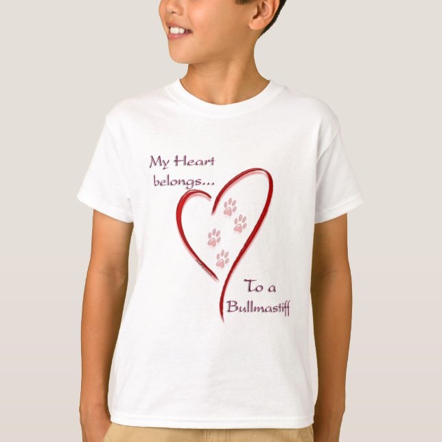 Camiseta Corazón de Bullmastiff Pertenece (Anverso)