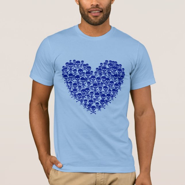 Camiseta Corazón de calavera azul (Anverso)