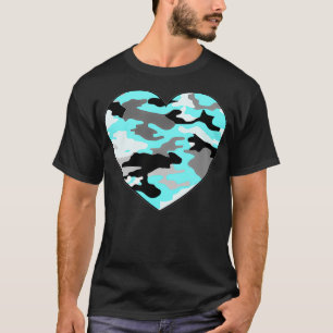 Camiseta Corazón de camo gris blanco azul turquesa