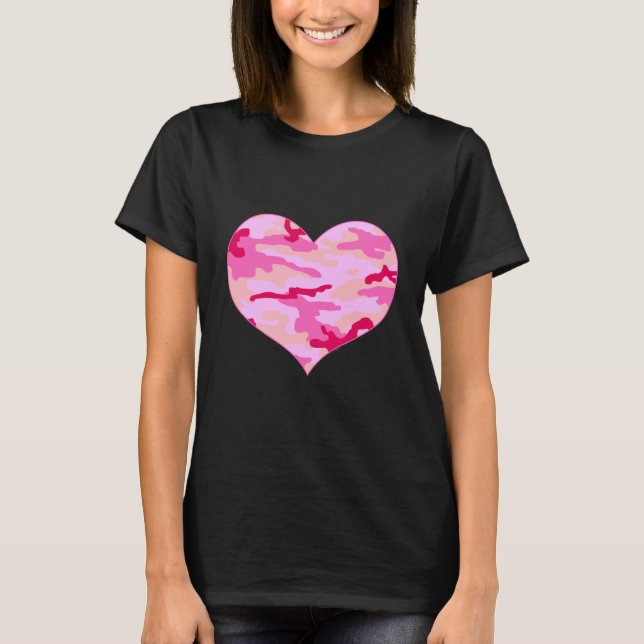Camiseta Corazón de camo rosado (Anverso)